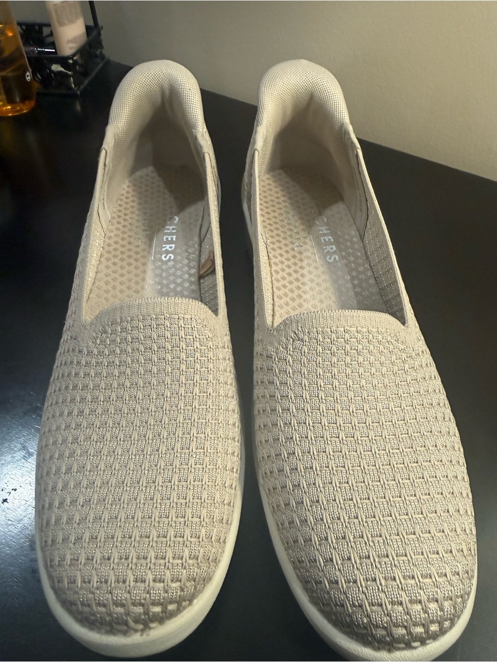 Skechers Martha Stewart Women's Slip-On Knit Shoe in Beige - Picture 2 of 6